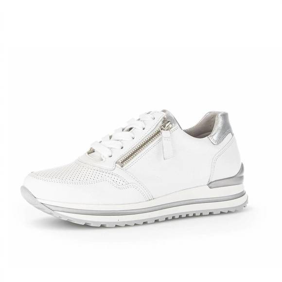 NEW GABOR women's 26.528.5 zip sneaker in white/silver - Picture 2 of 6